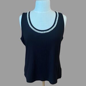 Generation Love Black Tank Top with Silver Embellished Neckline